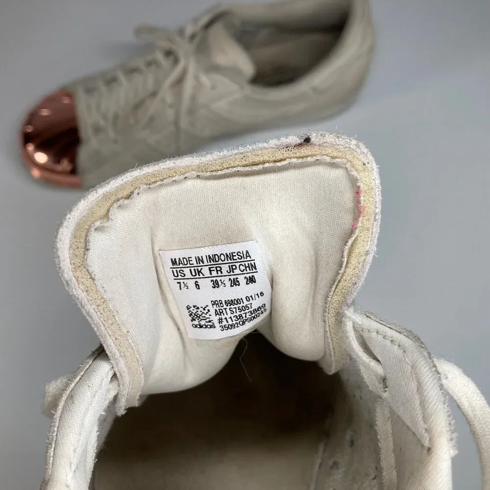 Adidas Superstar 80's Copper Cap Toe Suede Off White Sneakers Womens Size 7.5